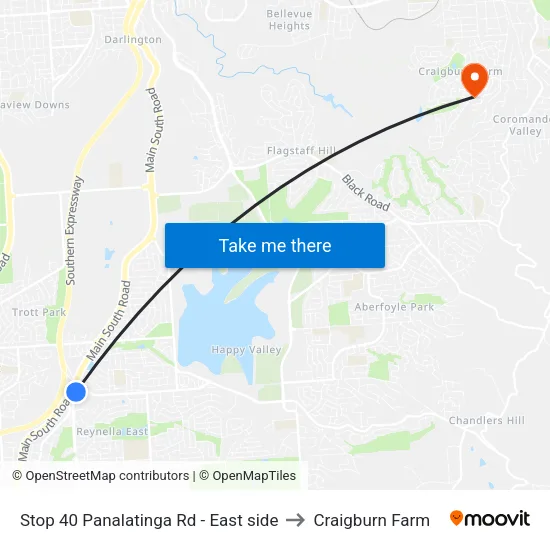Stop 40 Panalatinga Rd - East side to Craigburn Farm map