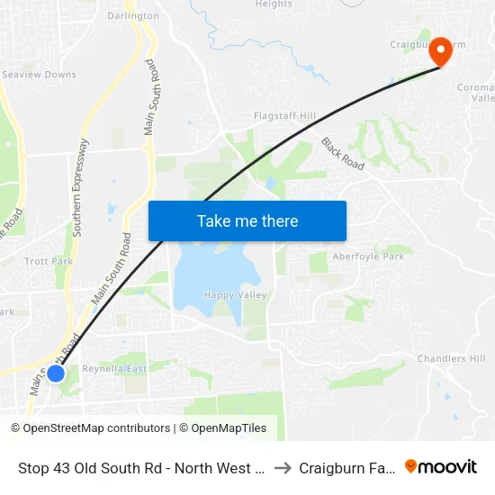 Stop 43 Old South Rd - North West side to Craigburn Farm map