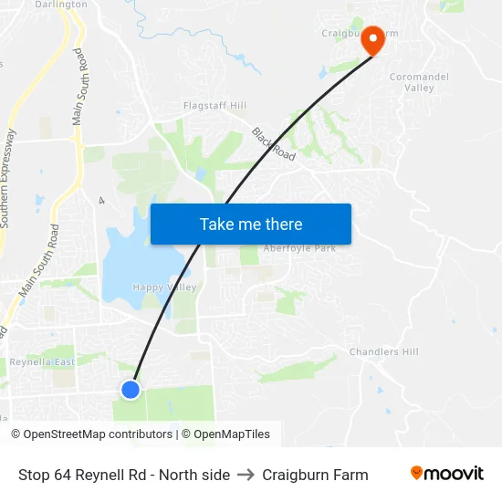 Stop 64 Reynell Rd - North side to Craigburn Farm map