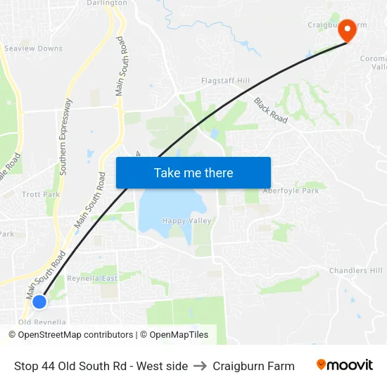 Stop 44 Old South Rd - West side to Craigburn Farm map