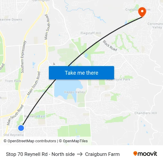 Stop 70 Reynell Rd - North side to Craigburn Farm map
