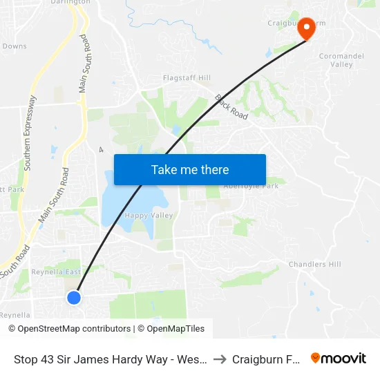 Stop 43 Sir James Hardy Way - West side to Craigburn Farm map