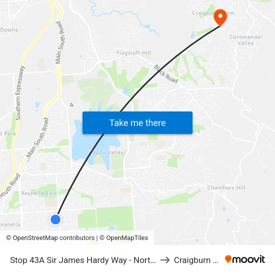 Stop 43A Sir James Hardy Way - North East side to Craigburn Farm map