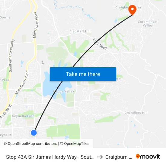 Stop 43A Sir James Hardy Way - South West side to Craigburn Farm map