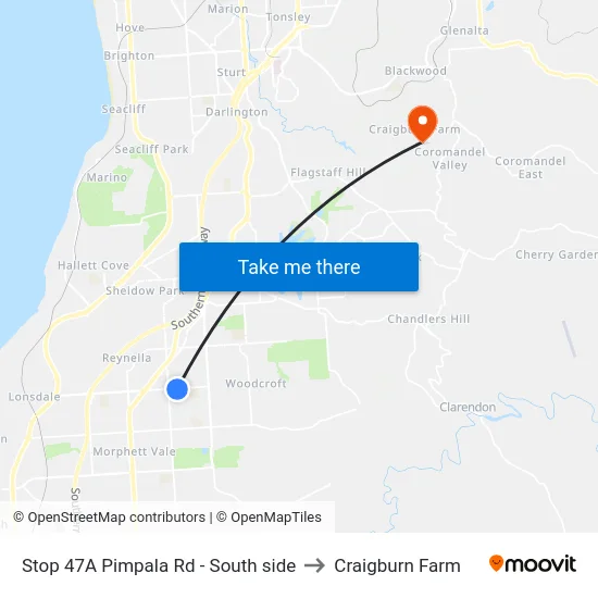 Stop 47A Pimpala Rd - South side to Craigburn Farm map