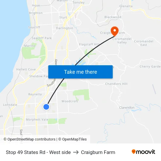 Stop 49 States Rd - West side to Craigburn Farm map