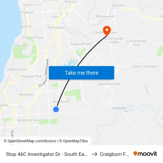 Stop 46C Investigator Dr - South East side to Craigburn Farm map