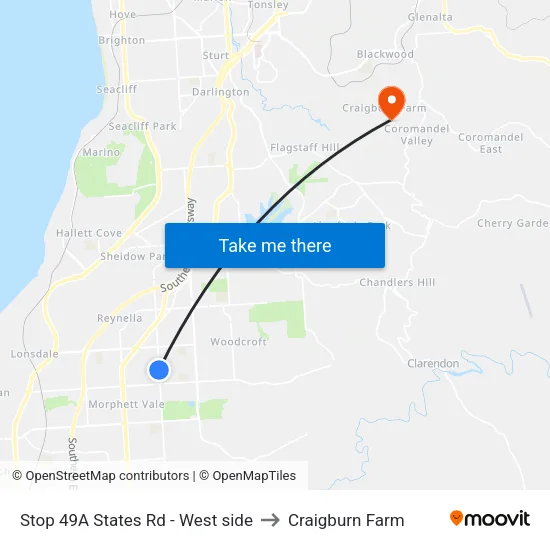 Stop 49A States Rd - West side to Craigburn Farm map