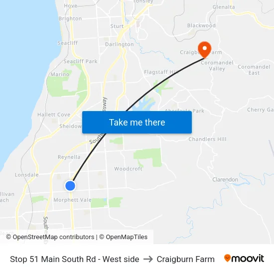 Stop 51 Main South Rd - West side to Craigburn Farm map