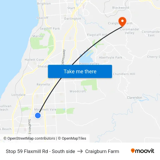 Stop 59 Flaxmill Rd - South side to Craigburn Farm map