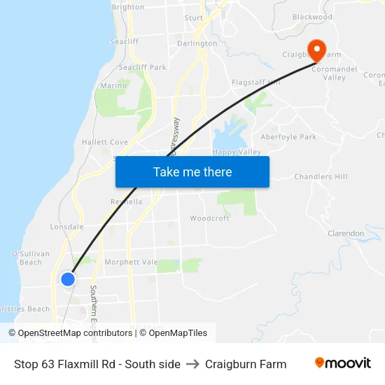 Stop 63 Flaxmill Rd - South side to Craigburn Farm map