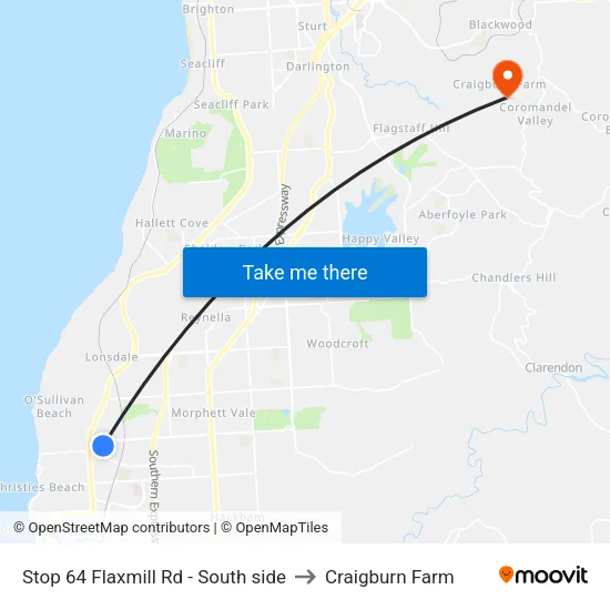 Stop 64 Flaxmill Rd - South side to Craigburn Farm map
