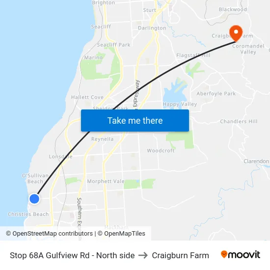 Stop 68A Gulfview Rd - North side to Craigburn Farm map