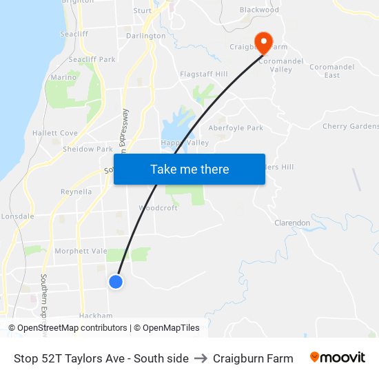 Stop 52T Taylors Ave - South side to Craigburn Farm map