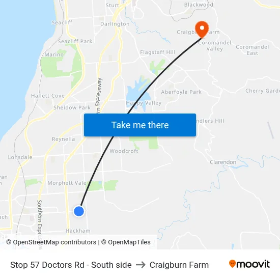 Stop 57 Doctors Rd - South side to Craigburn Farm map