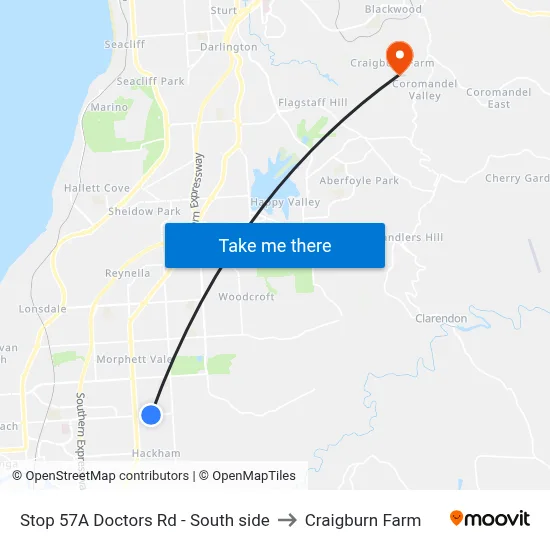 Stop 57A Doctors Rd - South side to Craigburn Farm map