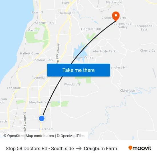 Stop 58 Doctors Rd - South side to Craigburn Farm map