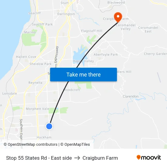 Stop 55 States Rd - East side to Craigburn Farm map
