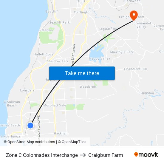 Zone C Colonnades Interchange to Craigburn Farm map