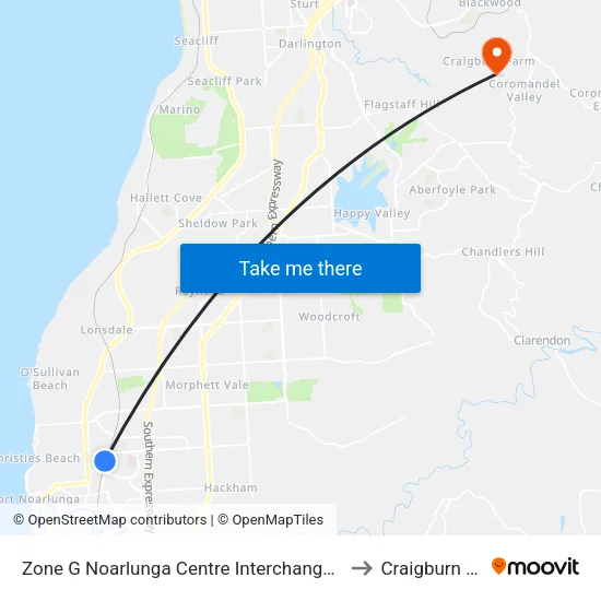 Zone G Noarlunga Centre Interchange - East side to Craigburn Farm map