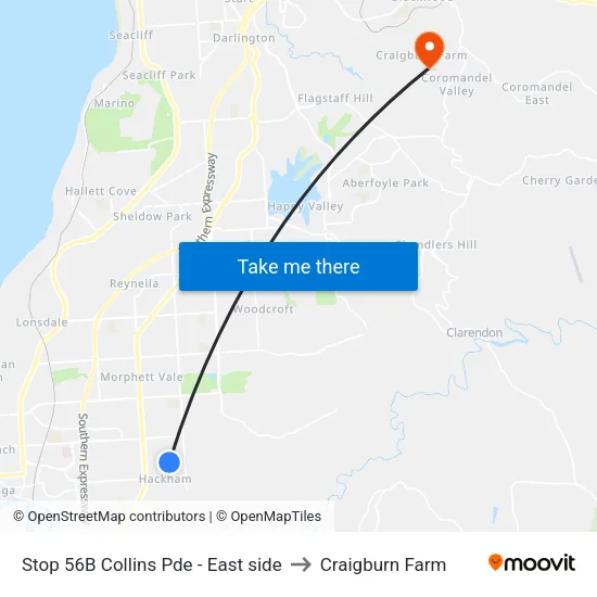 Stop 56B Collins Pde - East side to Craigburn Farm map