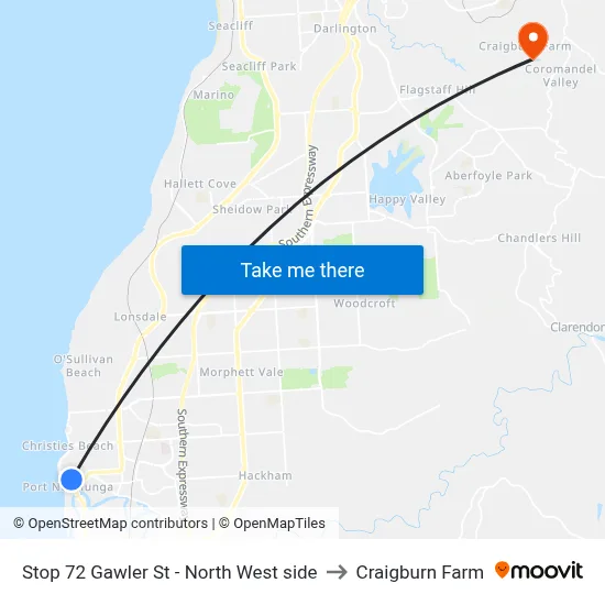 Stop 72 Gawler St - North West side to Craigburn Farm map