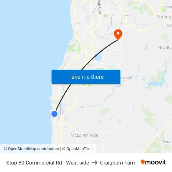 Stop 80 Commercial Rd - West side to Craigburn Farm map