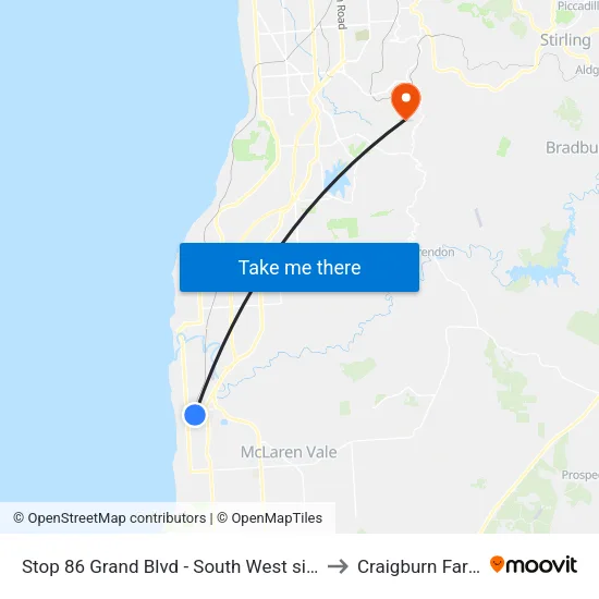 Stop 86 Grand Blvd - South West side to Craigburn Farm map