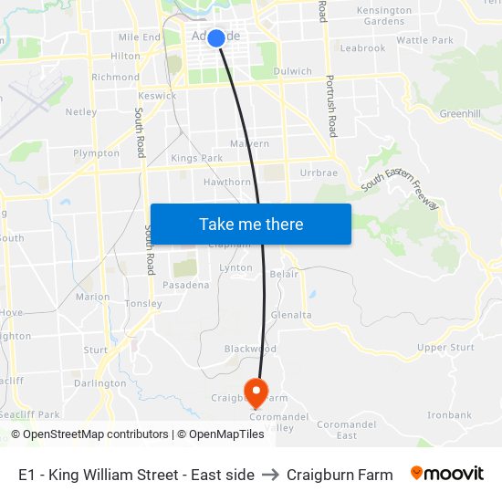 E1 - King William Street - East side to Craigburn Farm map