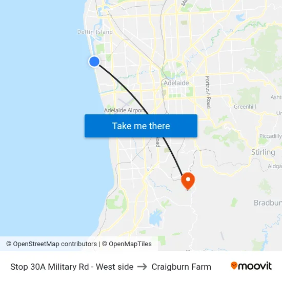 Stop 30A Military Rd - West side to Craigburn Farm map