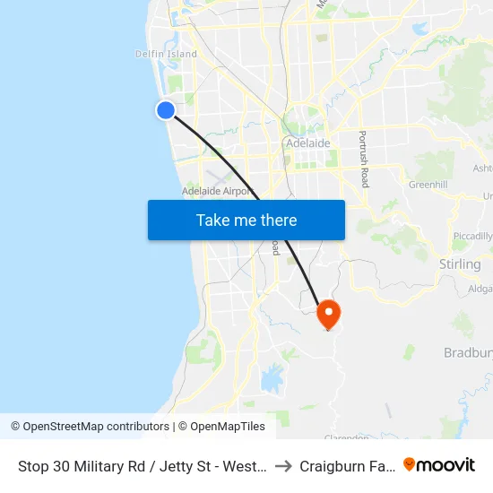 Stop 30 Military Rd / Jetty St - West side to Craigburn Farm map