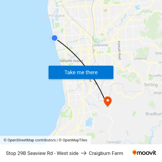 Stop 29B Seaview Rd - West side to Craigburn Farm map