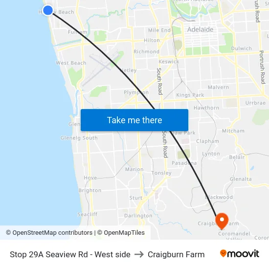 Stop 29A Seaview Rd - West side to Craigburn Farm map