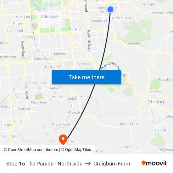 Stop 16 The Parade - North side to Craigburn Farm map