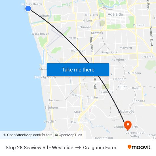 Stop 28 Seaview Rd - West side to Craigburn Farm map