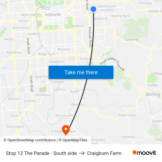 Stop 12 The Parade - South side to Craigburn Farm map