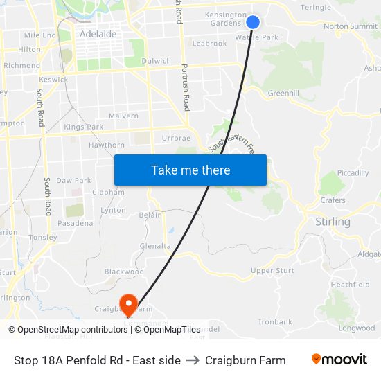 Stop 18A Penfold Rd - East side to Craigburn Farm map