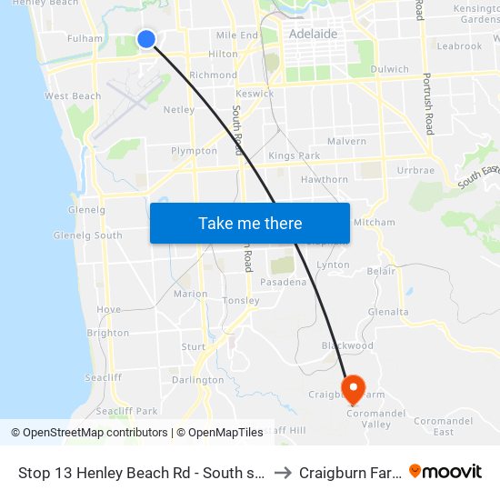 Stop 13 Henley Beach Rd - South side to Craigburn Farm map