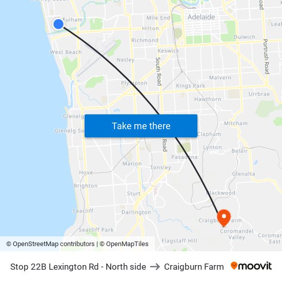 Stop 22B Lexington Rd - North side to Craigburn Farm map