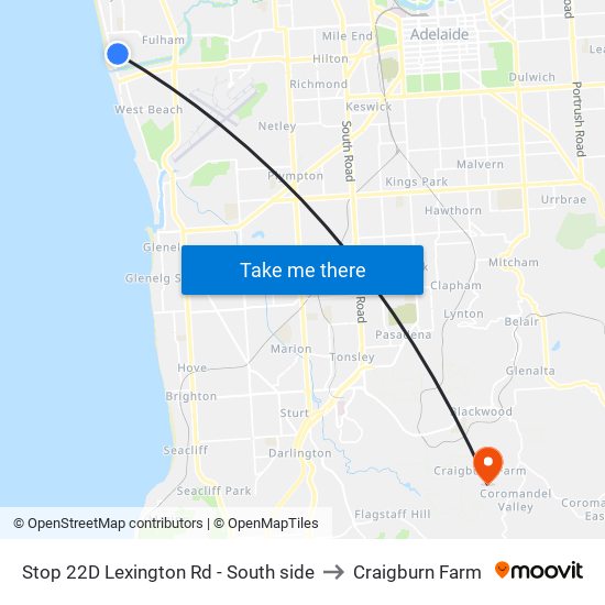 Stop 22D Lexington Rd - South side to Craigburn Farm map