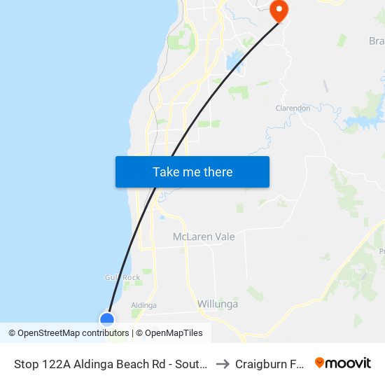 Stop 122A Aldinga Beach Rd - South side to Craigburn Farm map