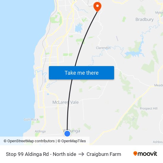 Stop 99 Aldinga Rd - North side to Craigburn Farm map