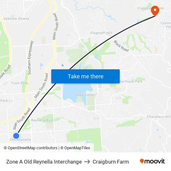 Zone A Old Reynella Interchange to Craigburn Farm map