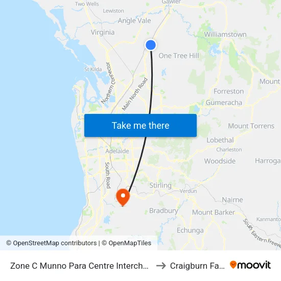 Zone C Munno Para Centre Interchange to Craigburn Farm map