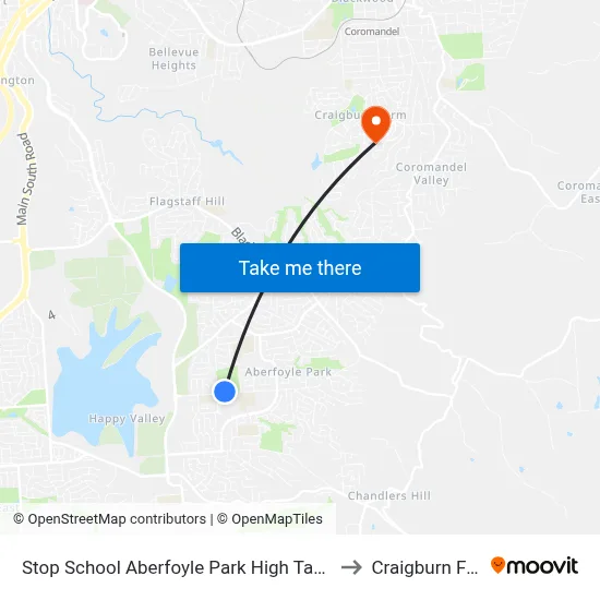 Stop School Aberfoyle Park High Taylors Rd to Craigburn Farm map