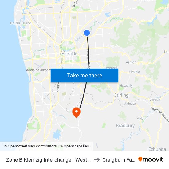 Zone B Klemzig Interchange - West side to Craigburn Farm map