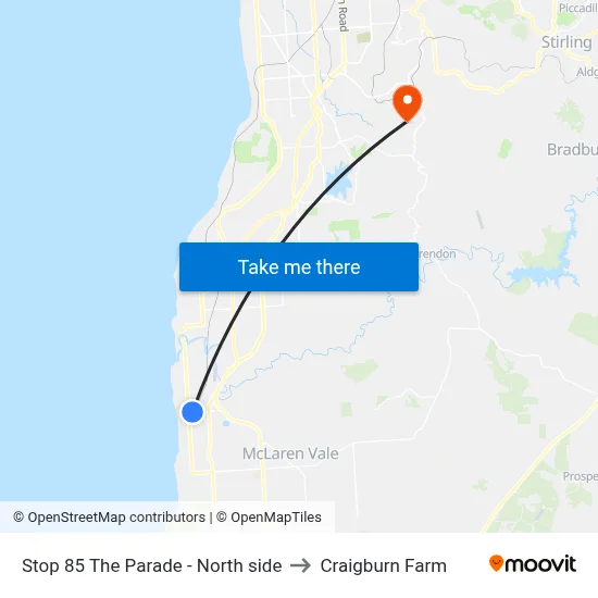 Stop 85 The Parade - North side to Craigburn Farm map