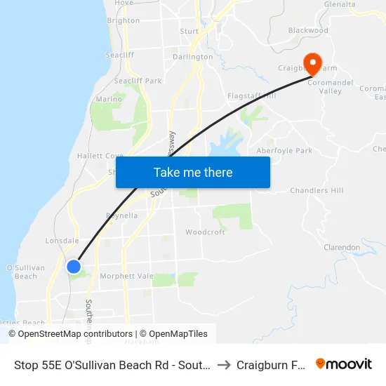 Stop 55E O'Sullivan Beach Rd - South side to Craigburn Farm map