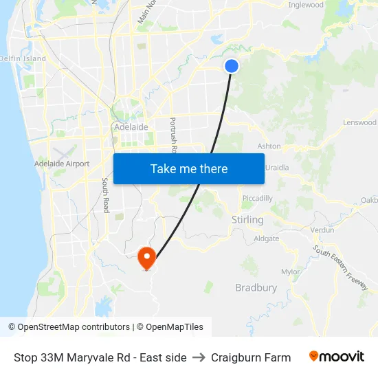 Stop 33M Maryvale Rd - East side to Craigburn Farm map