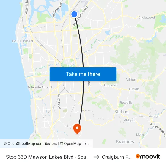 Stop 33D Mawson Lakes Blvd - South side to Craigburn Farm map